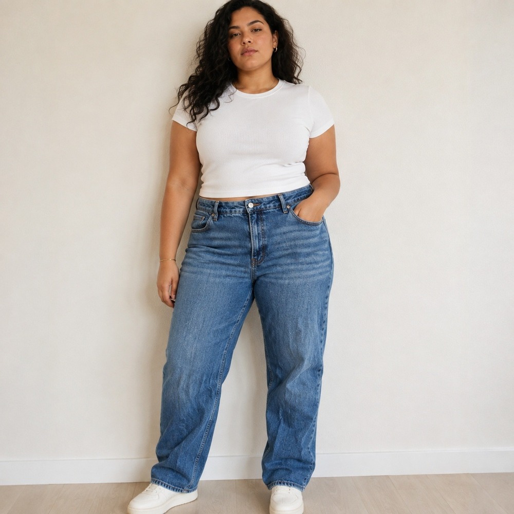 Good American Women's Straight Leg Jeans in Medium Blue